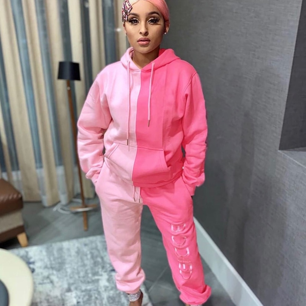 2 Piece Color-Block Hooded Jogger set